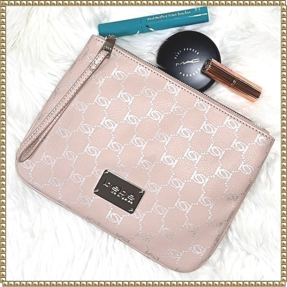 Bebe Alexis Pink Wristlet Silver Tone Clutch - Picture 2 of 10